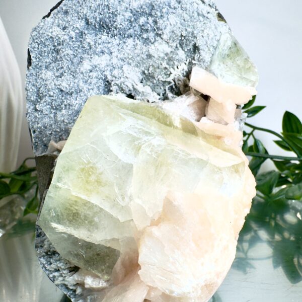 Green Apophyllite Peach Stilbite Cluster